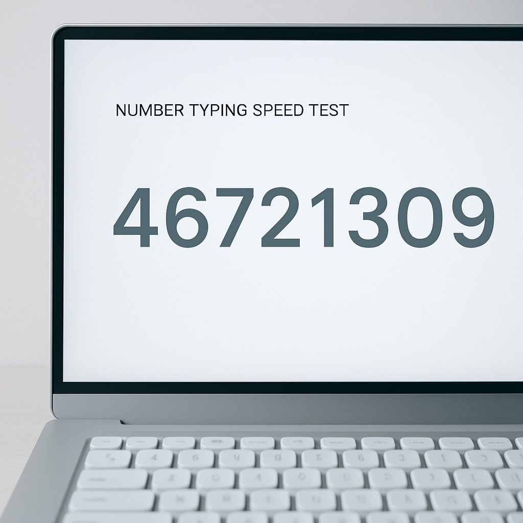 Screenshot of number typing speed test